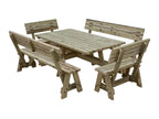 Meridian Square Picnic Table and Benches Set With Backrest
