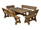 Meridian Square Picnic Table and Benches Set With Backrest