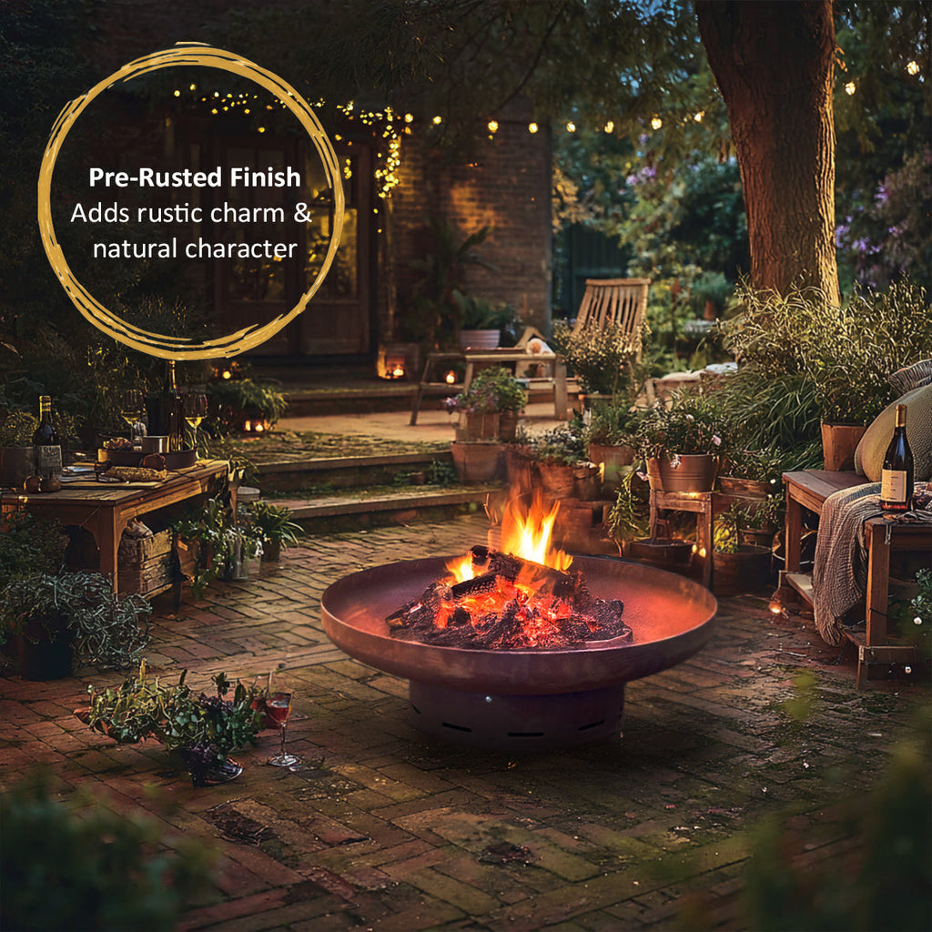 Nicoman Corten steel fire pit specifications and dimensions diagram
