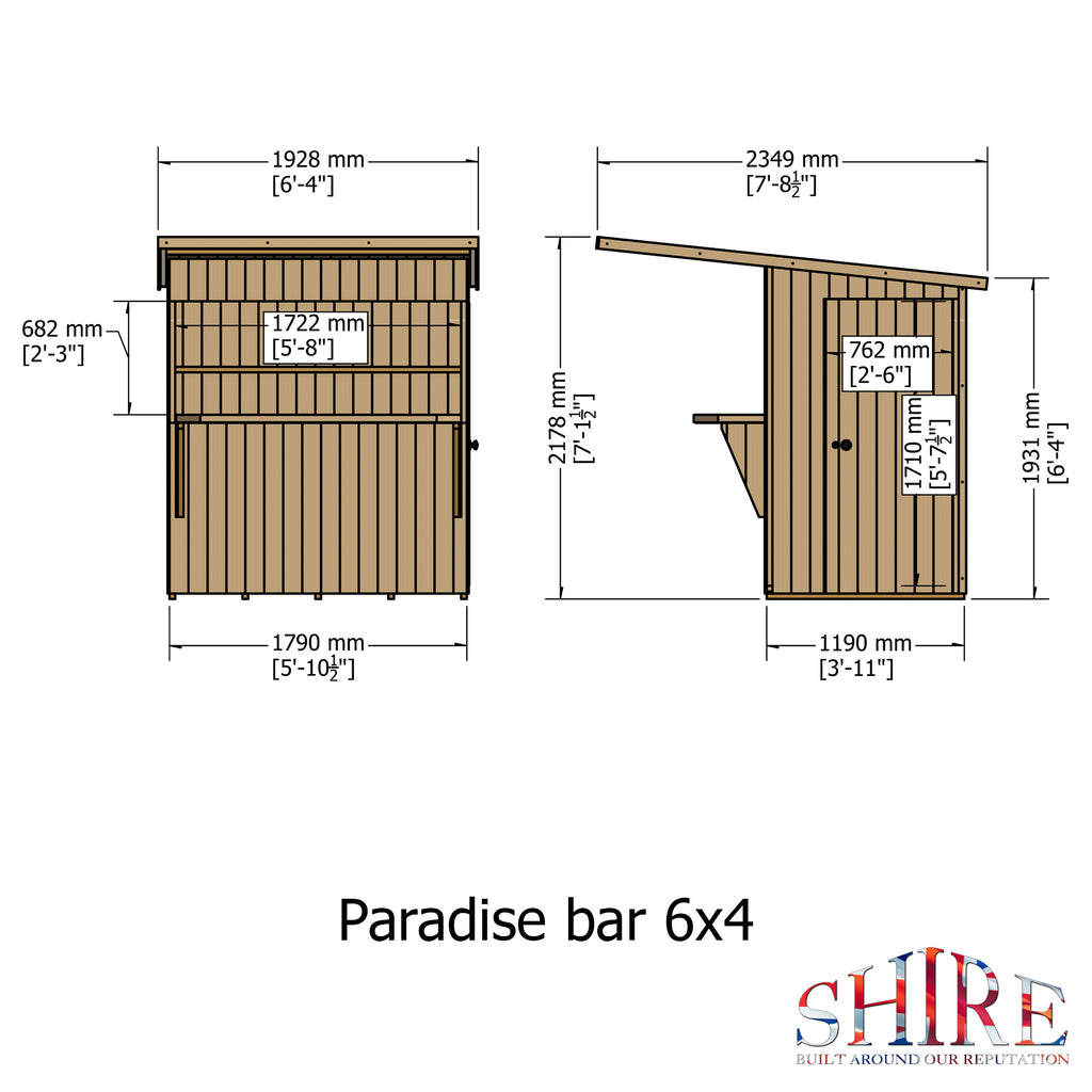 Bar Pent | 6x4 Timber Garden Bar with Convertible Store