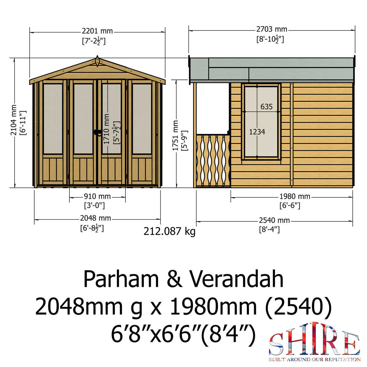 Parham & Verandah Summerhouse | 7 x 10 Shiplap Timber Summerhouse