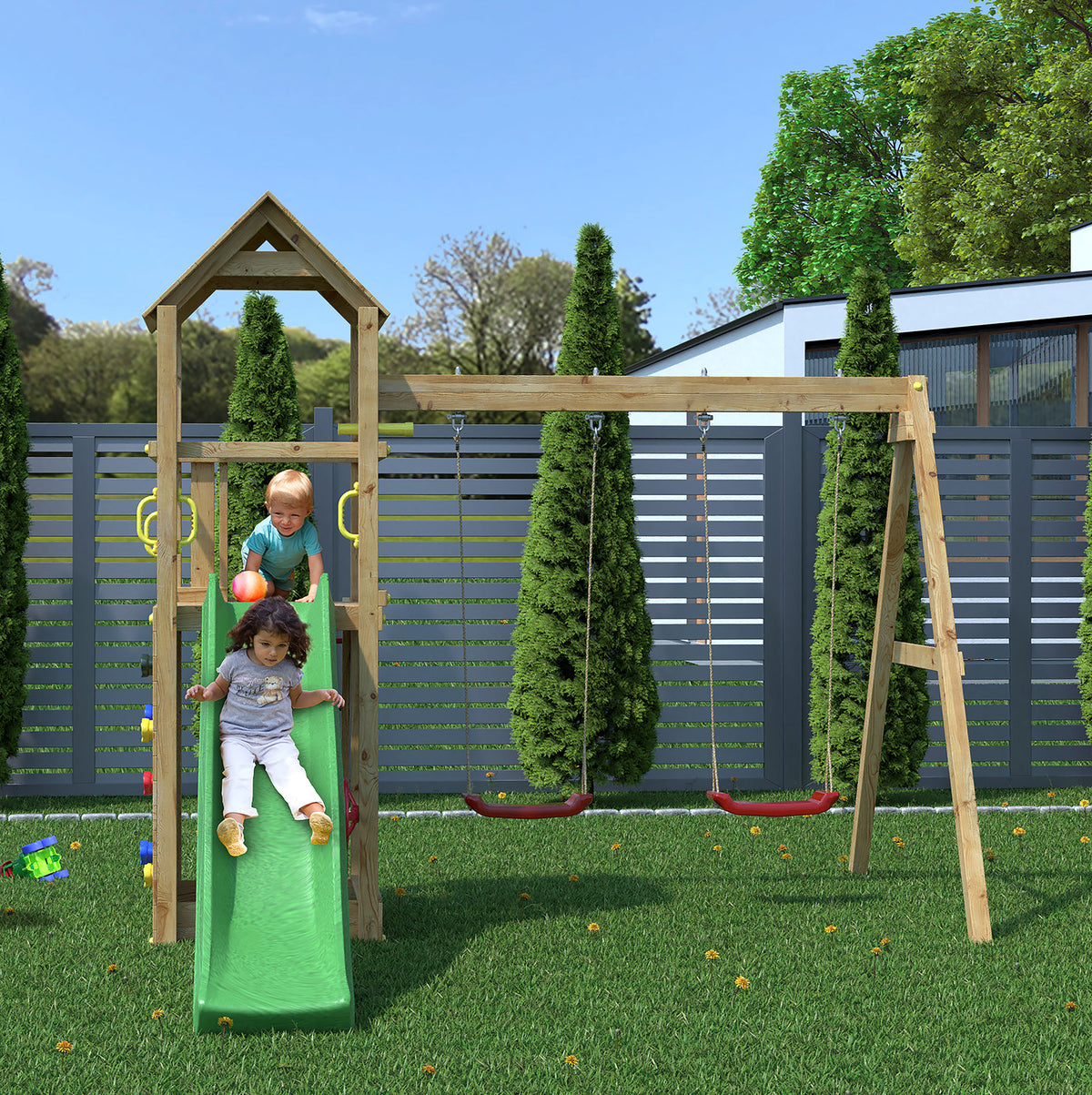 Sky High Hideout (Flappi) Play Centre | 3x43 Timber Play Centre