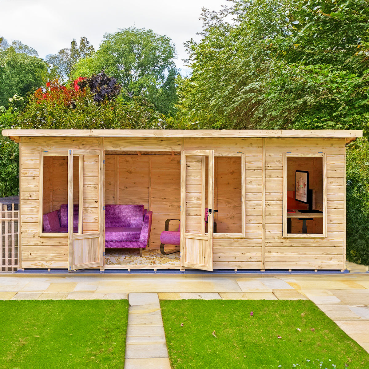 Peony Pent Summerhouse 16x6 – Shire timber summerhouse