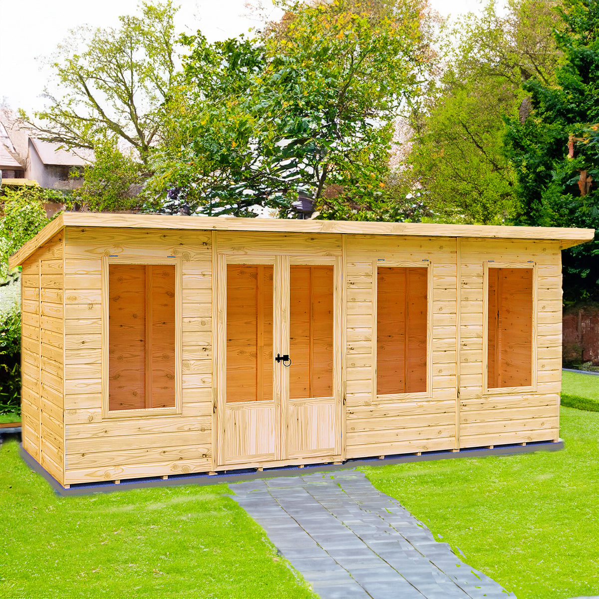 Peony Pent Summerhouse 16x6 – Shire timber summerhouse