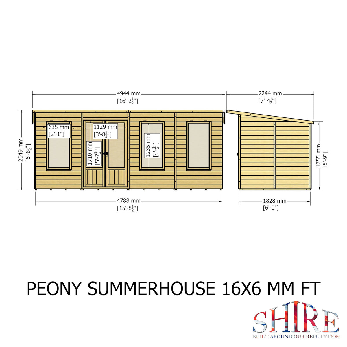 Peony Pent Summerhouse 16x6 – Shire timber summerhouse