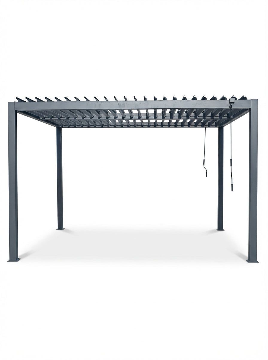 PURE 3x3m Pergola with Manual Louvered Roof and solar powered lighting