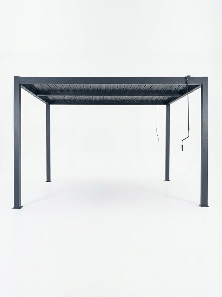 PURE 4x3m Pergola with Manual Louvered Roof and solar powered lighting