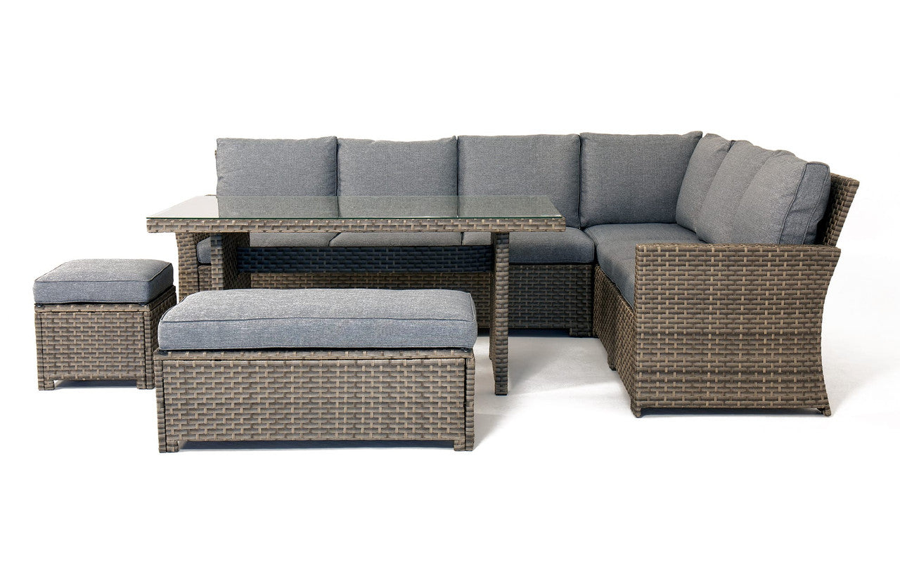Palma 9 Seater Grey Rattan Garden Corner Lounge Set with Cover & Cushion Box