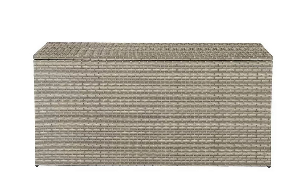 Palma grey rattan cushion storage box with hinged lid, 149cm