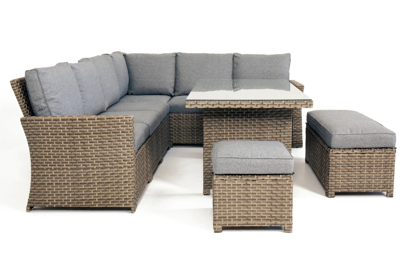 Palma 9 Seater Grey Rattan Garden Corner Lounge Set with Cover