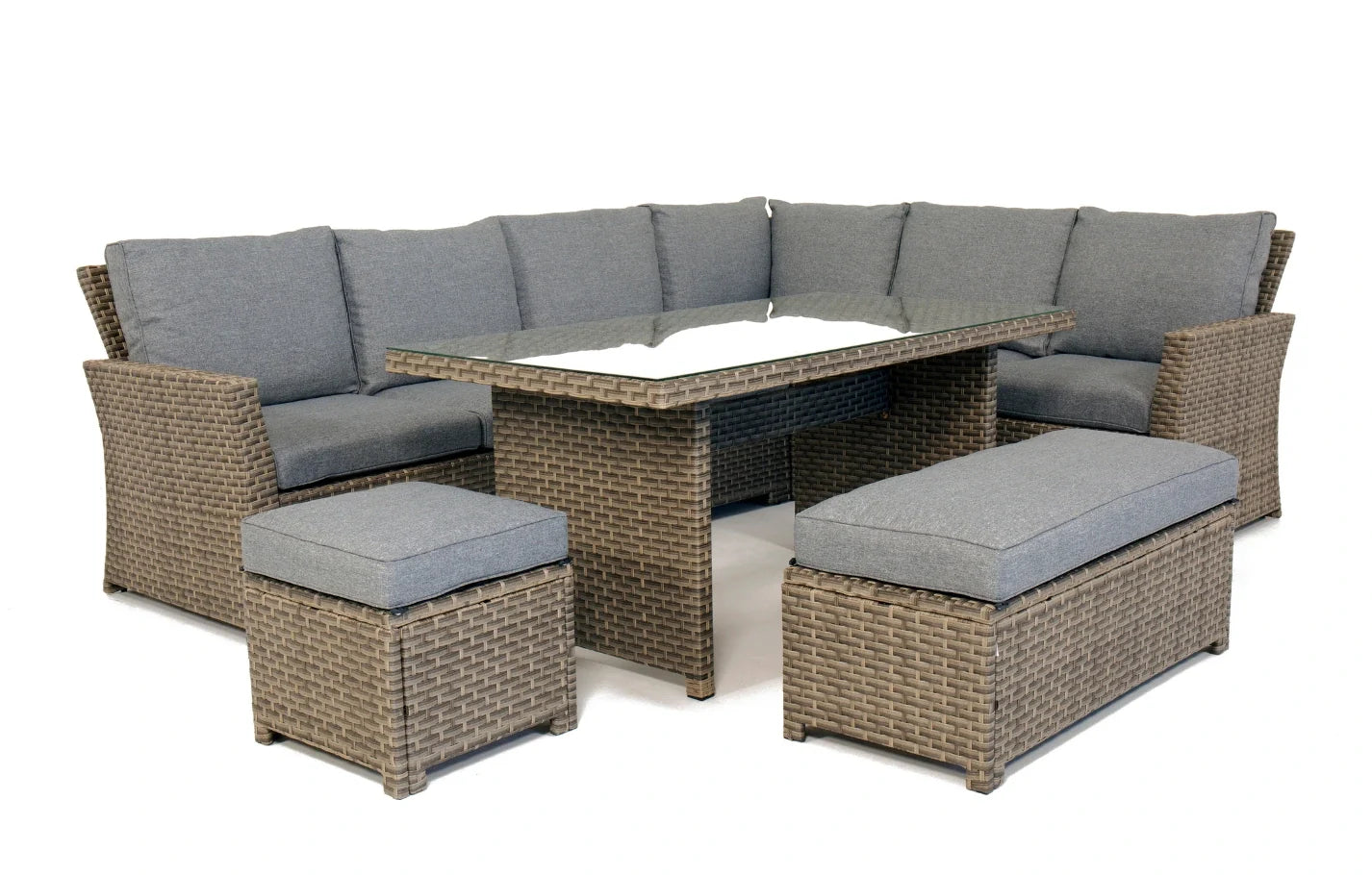 Palma 9 Seater Grey Rattan Garden Corner Lounge Set with Cover