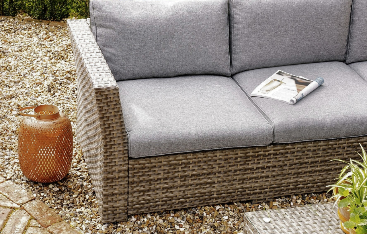 Chesterton Grey 5 Seater Rattan Garden Corner Sofa Set
