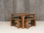 QUADRUM Picnic Table With 4 Benches - Rustic Finish