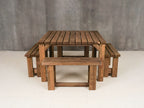 QUADRUM Picnic Table With 4 Benches - Rustic Finish