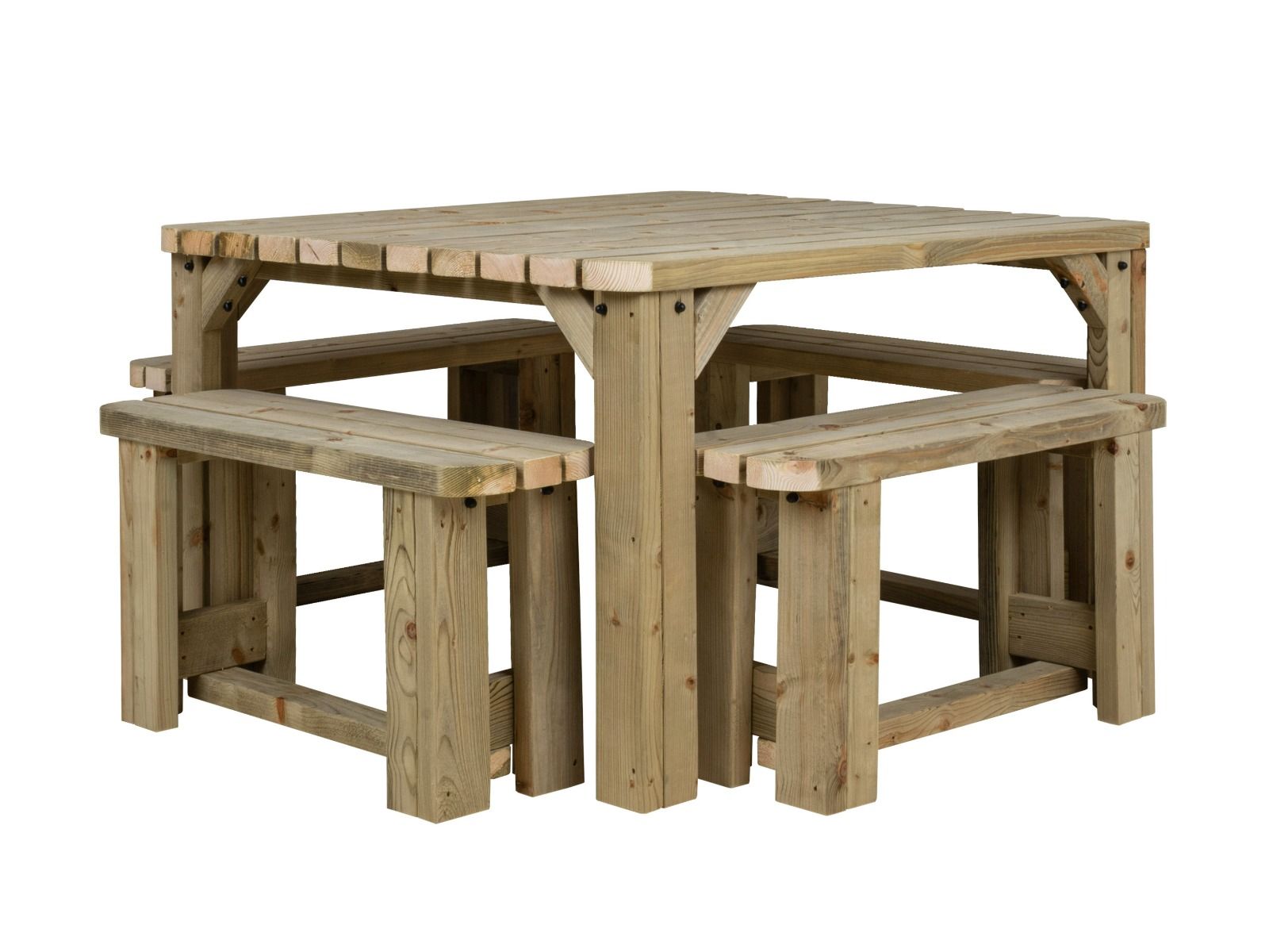 QUADRUM Rounded Picnic Table With 4 Benches
