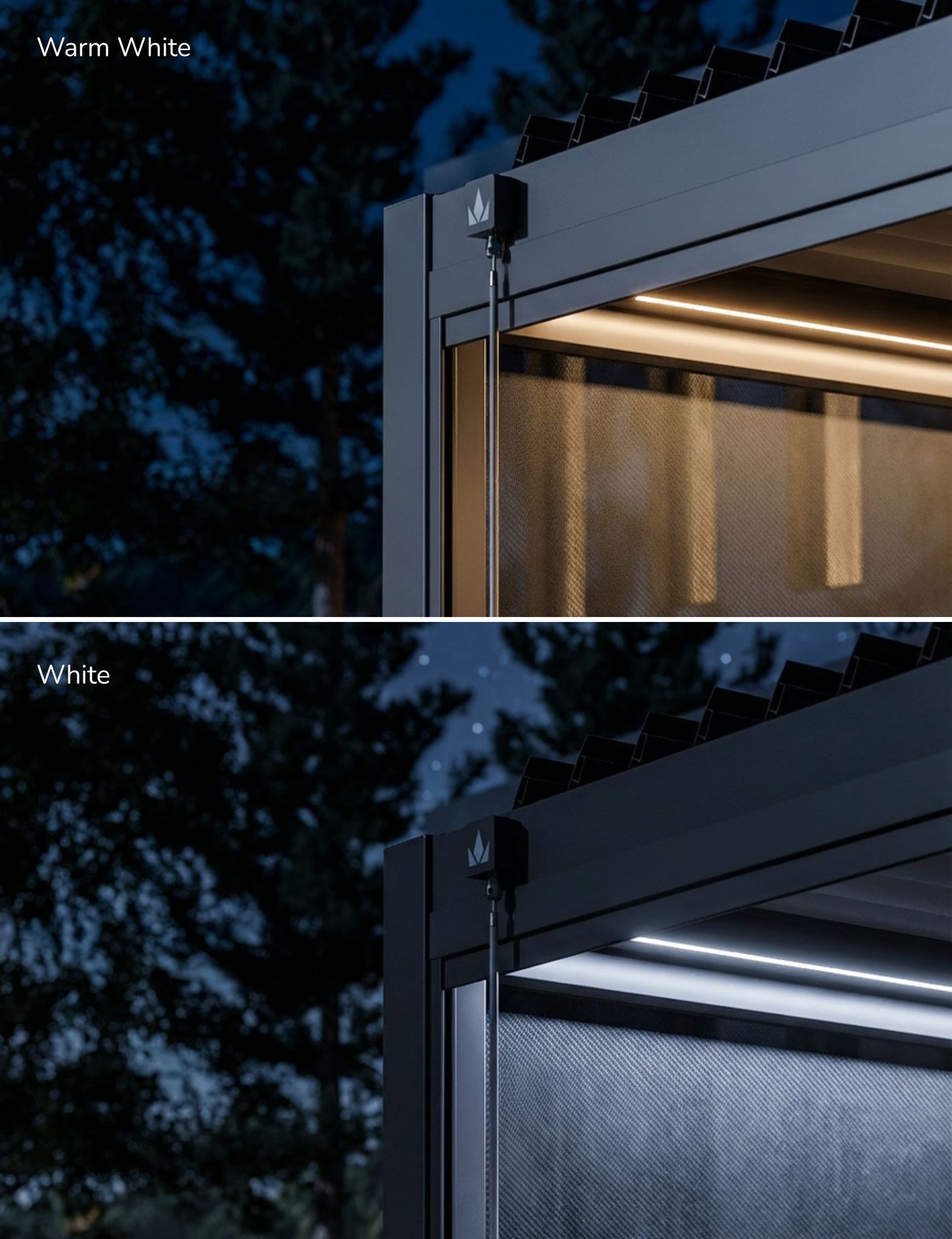PURE 3x3m Pergola with Manual Louvered Roof and solar powered lighting