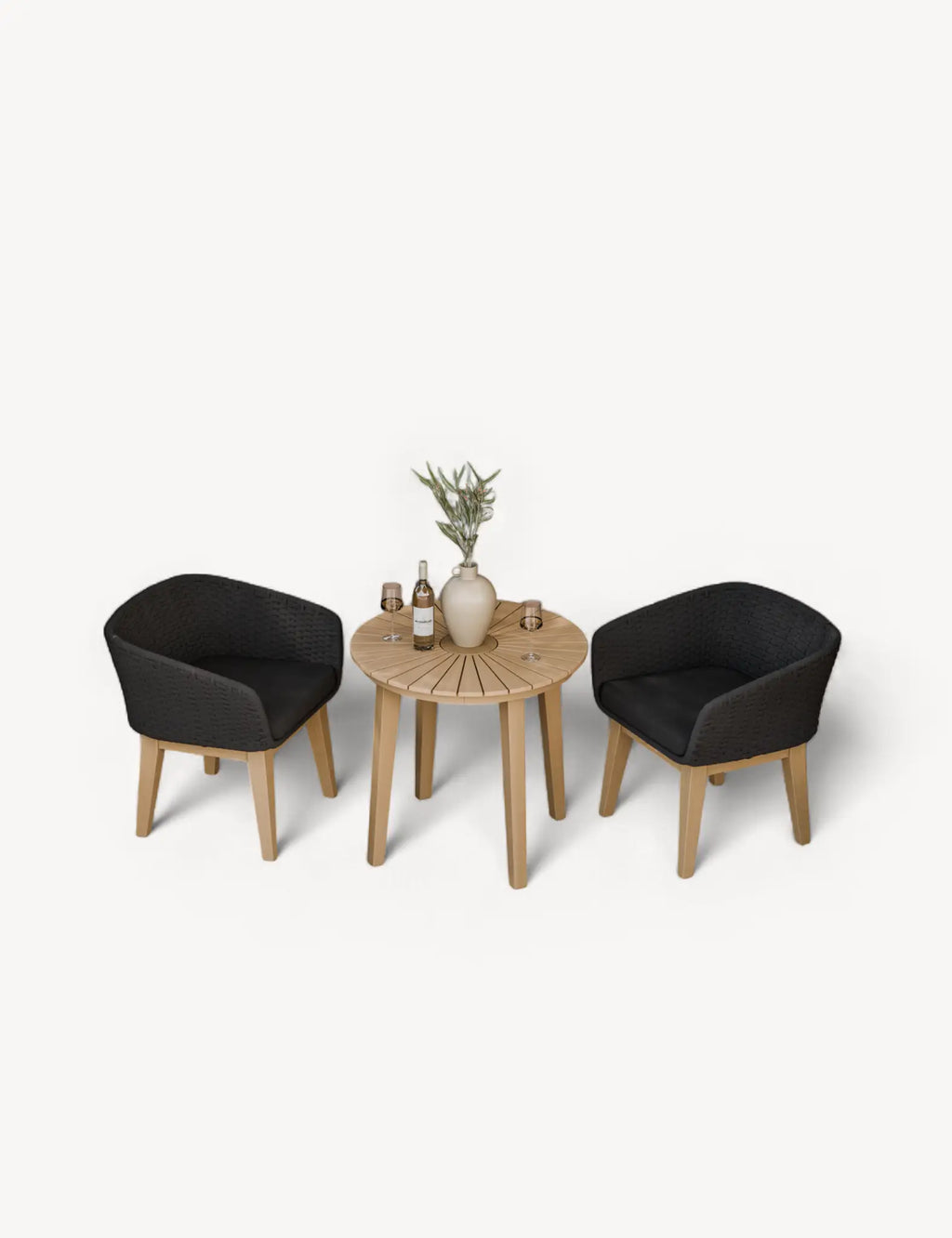 Royalcraft Roma 2 Seater Round Garden Bistro Set with Eden Night Chairs | FSC Acacia