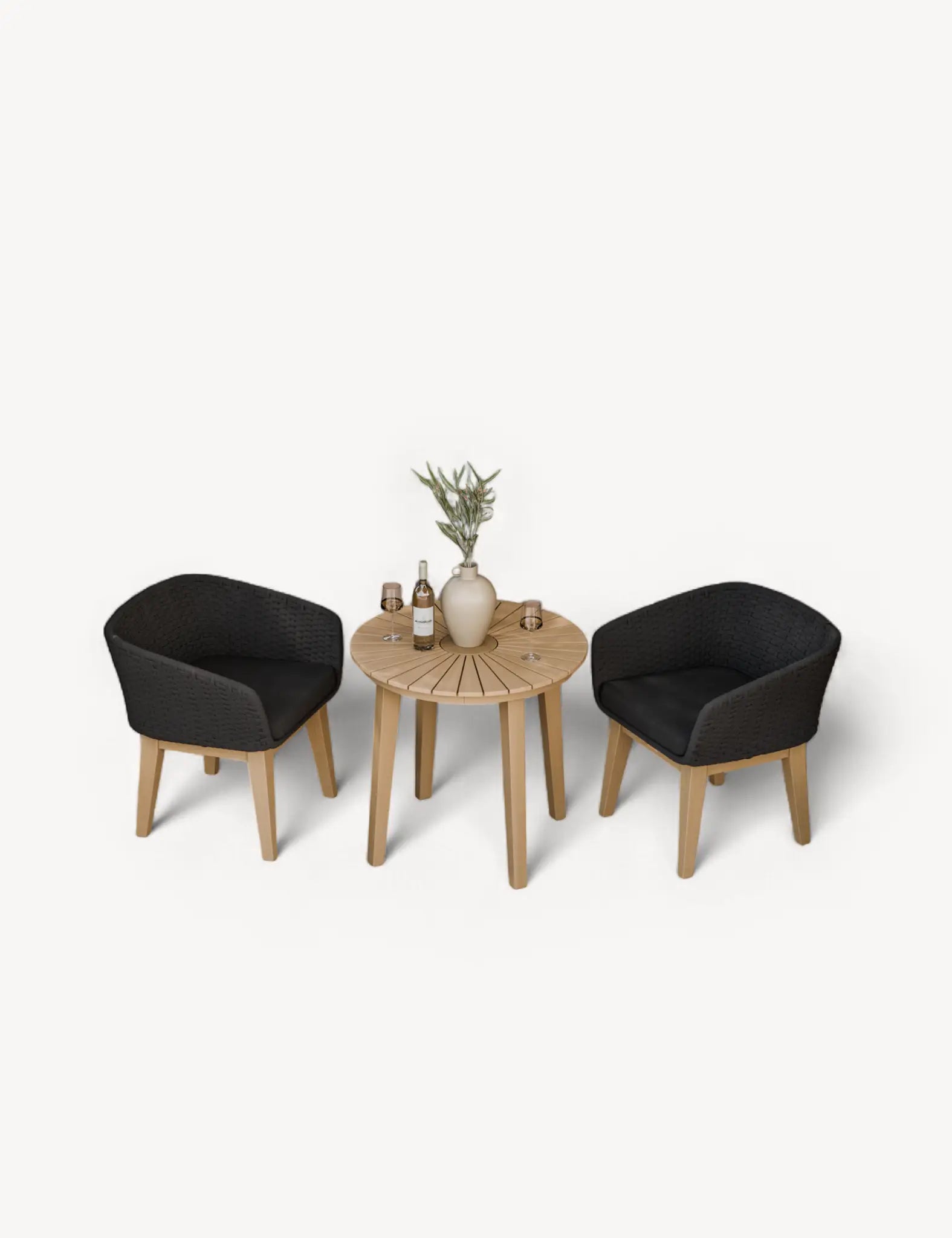 Royalcraft Roma 2 Seater Round Garden Bistro Set with Eden Night Chairs | FSC Acacia