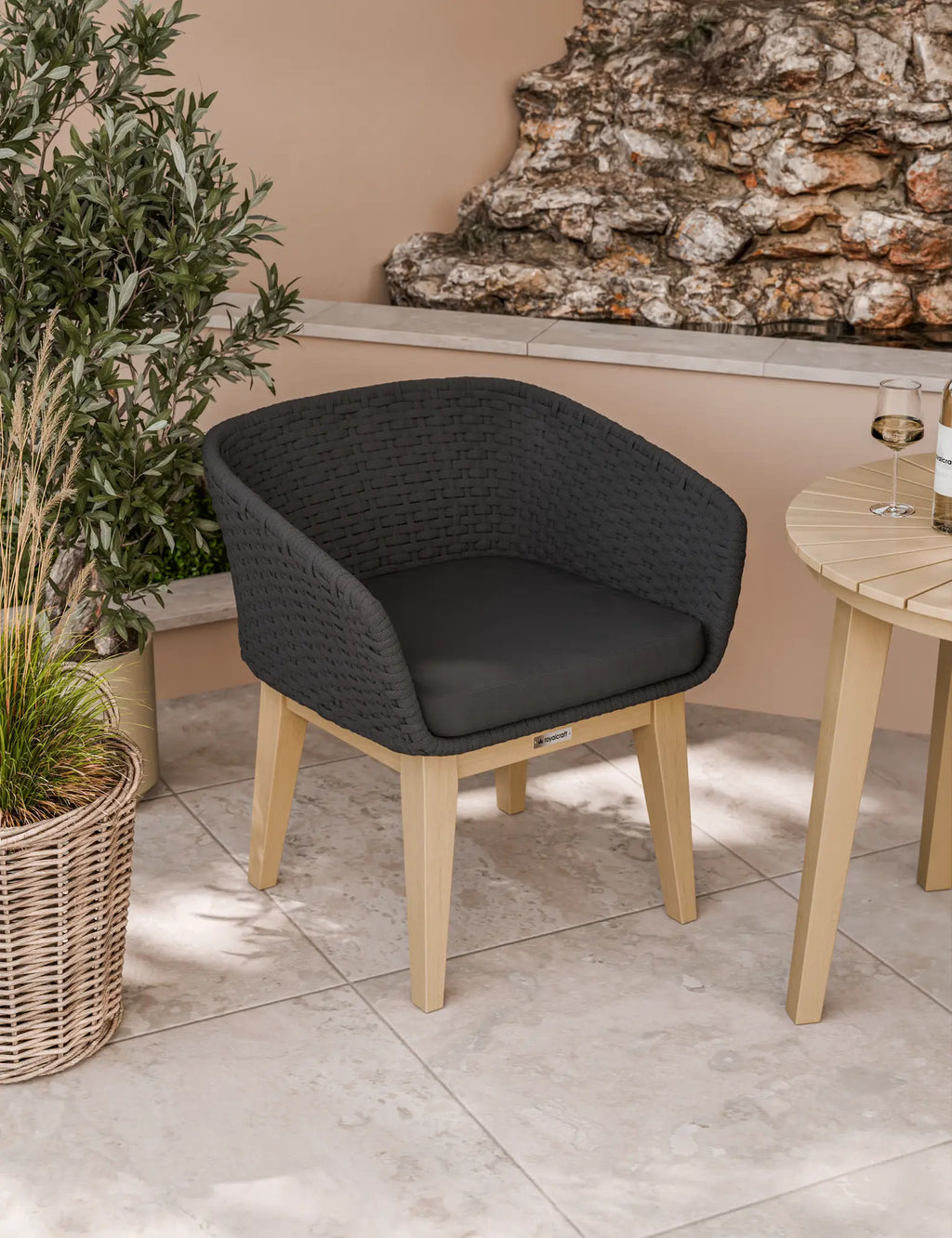 Royalcraft Roma 2 Seater Round Garden Bistro Set with Eden Night Chairs | FSC Acacia