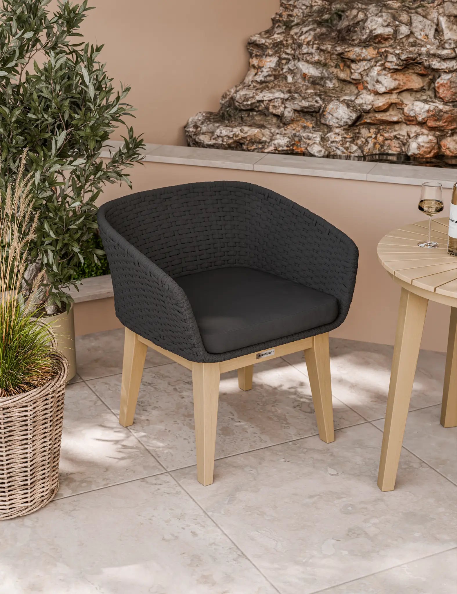 Royalcraft Roma 2 Seater Round Garden Bistro Set with Eden Night Chairs | FSC Acacia