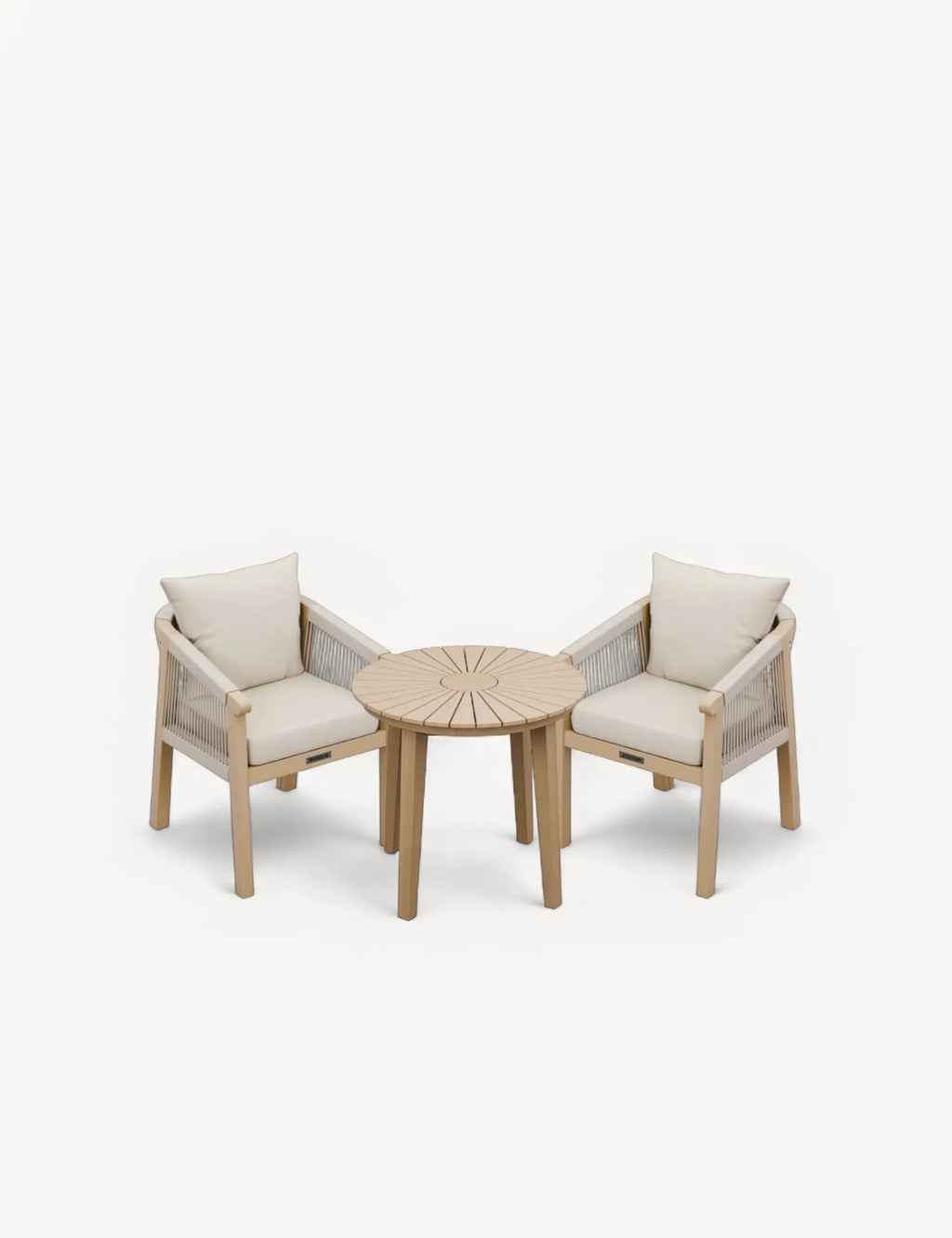 Royalcraft Roma 2 Seater Round Garden Bistro Set with Roma Rope Chairs | FSC Acacia