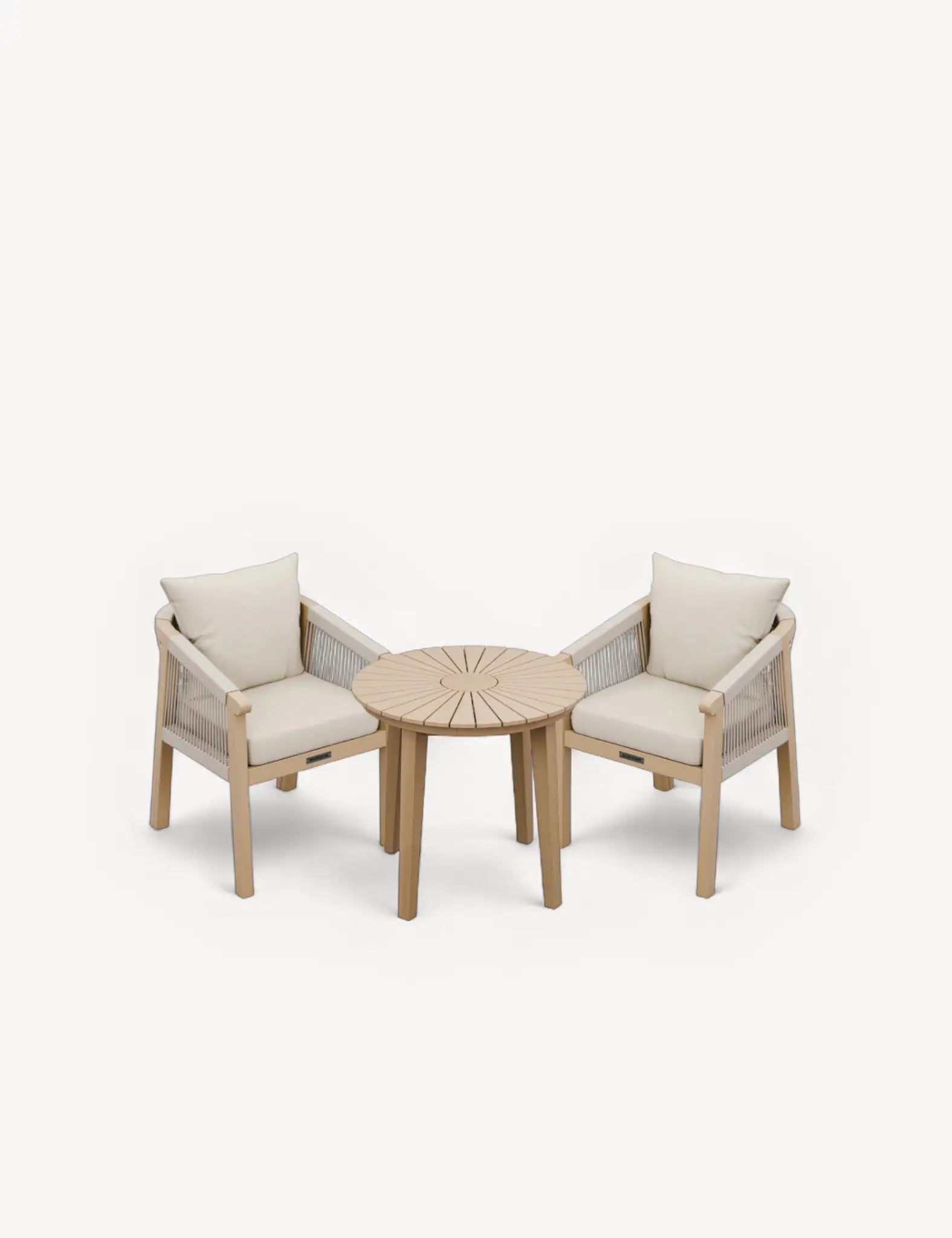 Royalcraft Roma 2 Seater Round Garden Bistro Set with Roma Rope Chairs | FSC Acacia