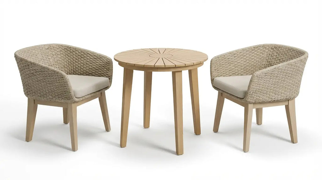 Royalcraft Roma 2 Seater Round Garden Bistro Set with Eden Dawn Chairs | FSC Acacia