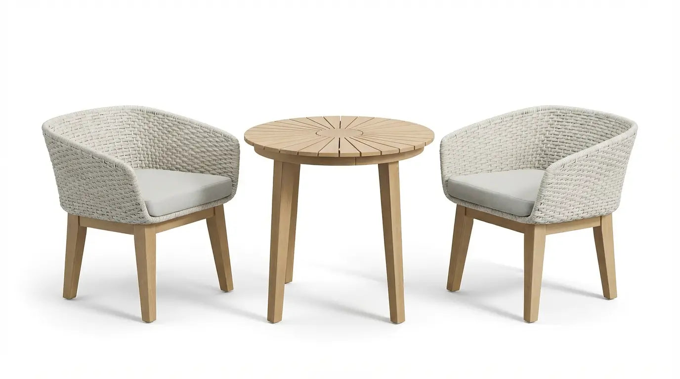 Royalcraft Roma 2 Seater Round Garden Bistro Set with Eden Dusk Chairs | 80cm | FSC Acacia