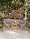 Royalcraft Roma 2 Seater Round Garden Bistro Set with Sol Rope Chairs 80cm in FSC acacia