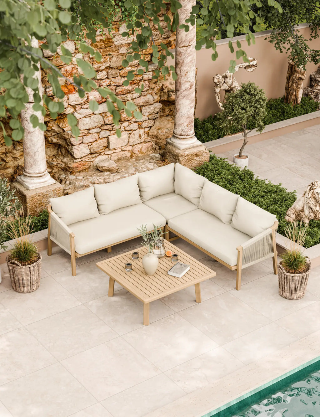 Royalcraft Roma 5 Seater Corner Garden Lounge Set with Coffee Table in FSC acacia