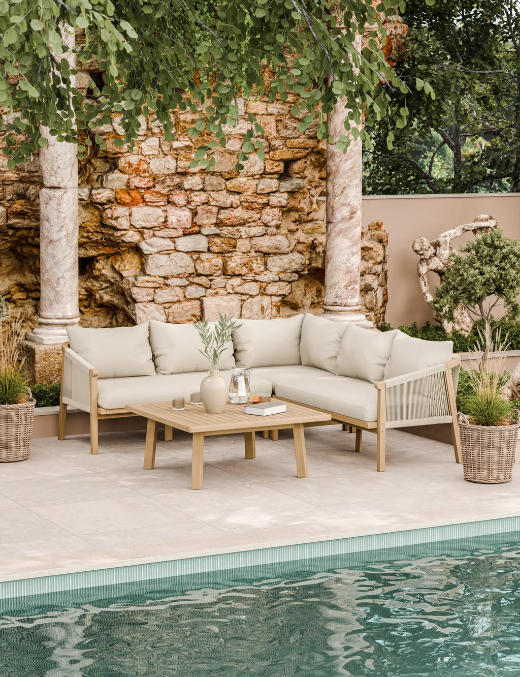 Royalcraft Roma 5 Seater Corner Garden Lounge Set with Coffee Table | FSC Acacia