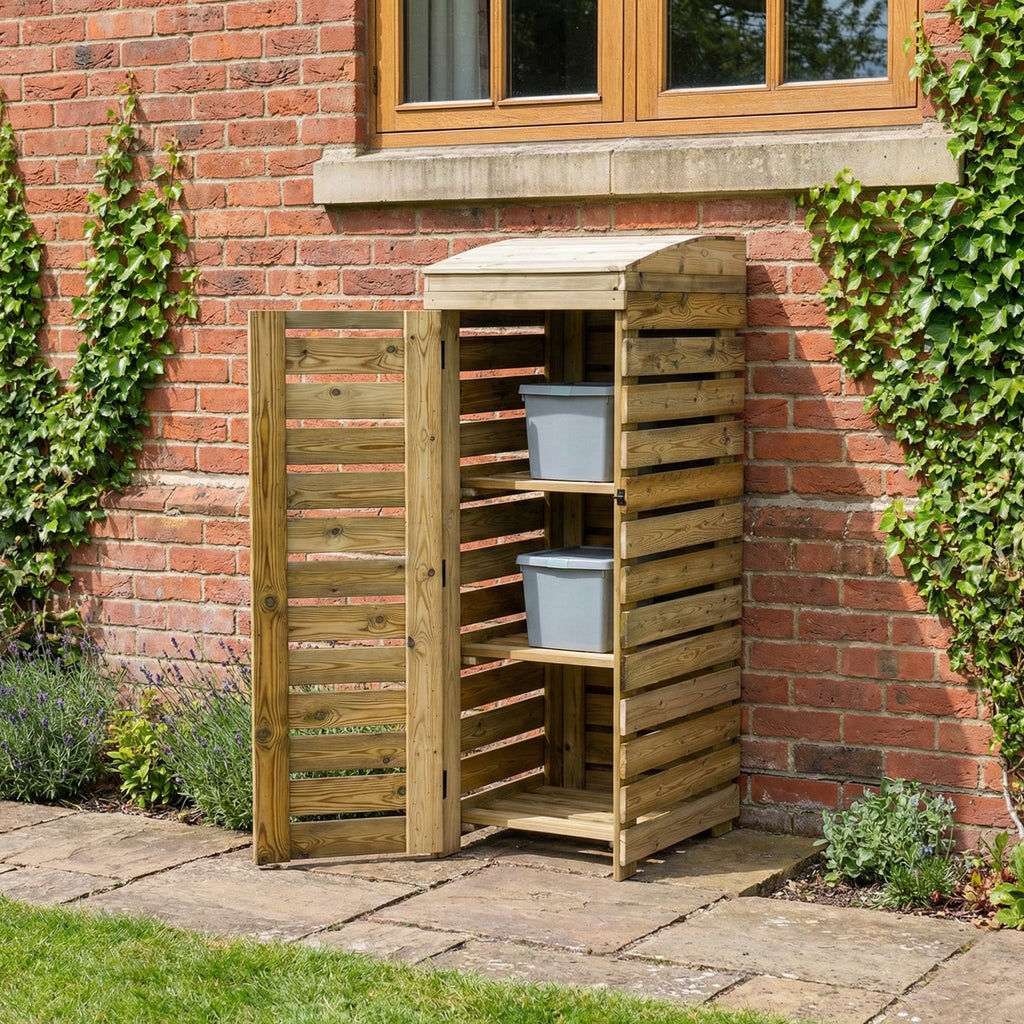 BinBreeze 3-Bay Recycling Storage Organiser | Wooden Recycling Box Store
