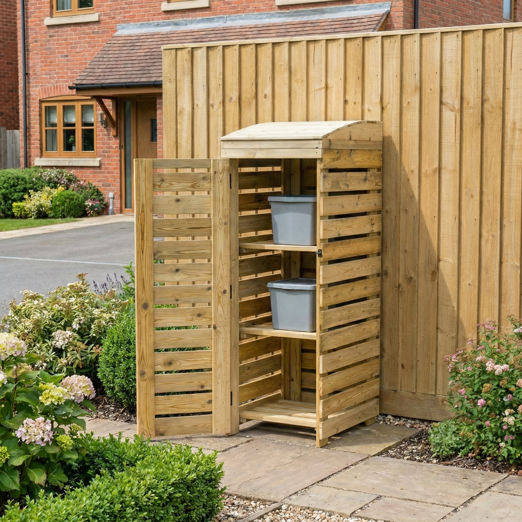 BinBreeze 3-Bay Recycling Storage Organiser | Wooden Recycling Box Store