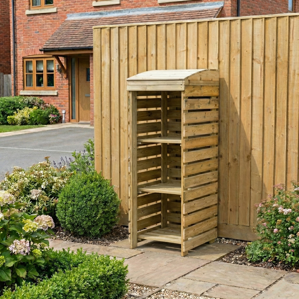 BinBreeze 3-Bay Recycling Storage Organiser | Wooden Recycling Box Store