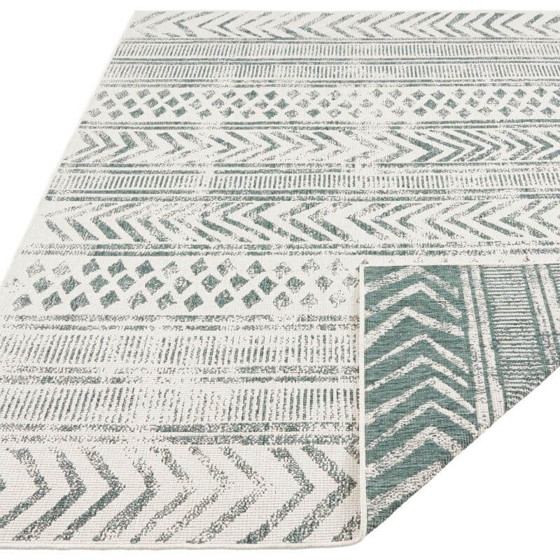 Reversible Geometric Indoor Outdoor Rug | Green | Runner & Rectangular
