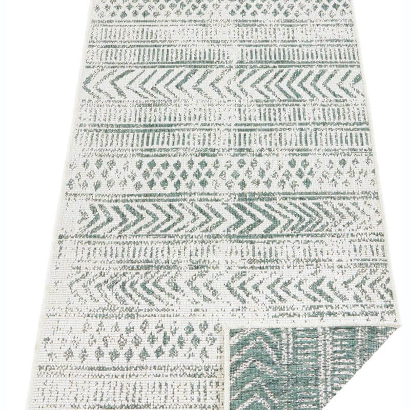Reversible Geometric Indoor Outdoor Rug | Green | Runner & Rectangular