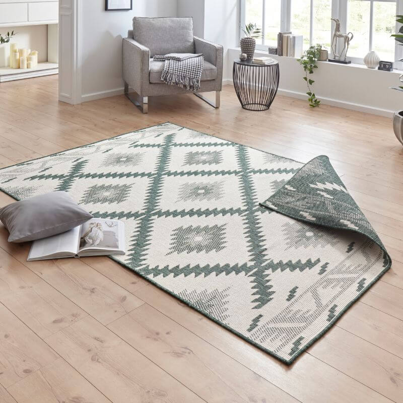 Malibu Indoor Outdoor Rug | Green Diamond Reversible | Runner & Rectangular