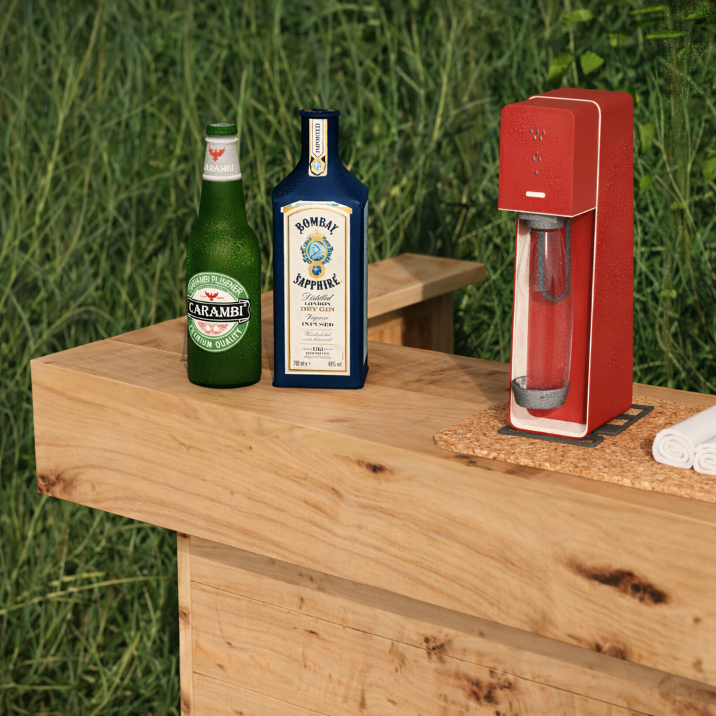 L-Shape Rustic Wooden Garden Bar | Corner Pallet-Style Outdoor Bar