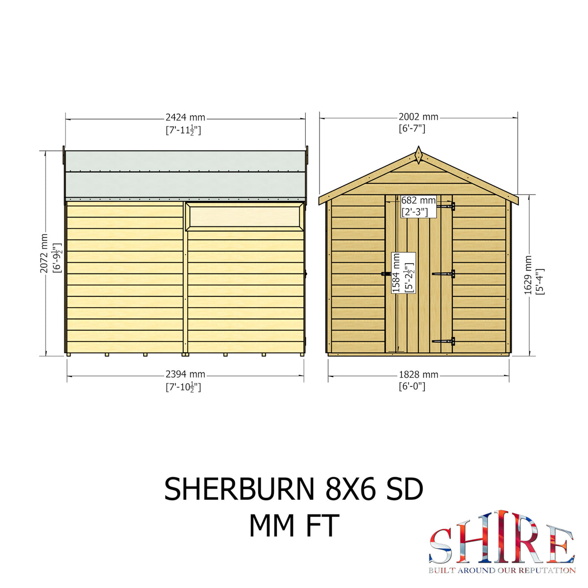 Sherburn SD Garden Shed | 8 x 6 Shiplap Timber Garden Shed