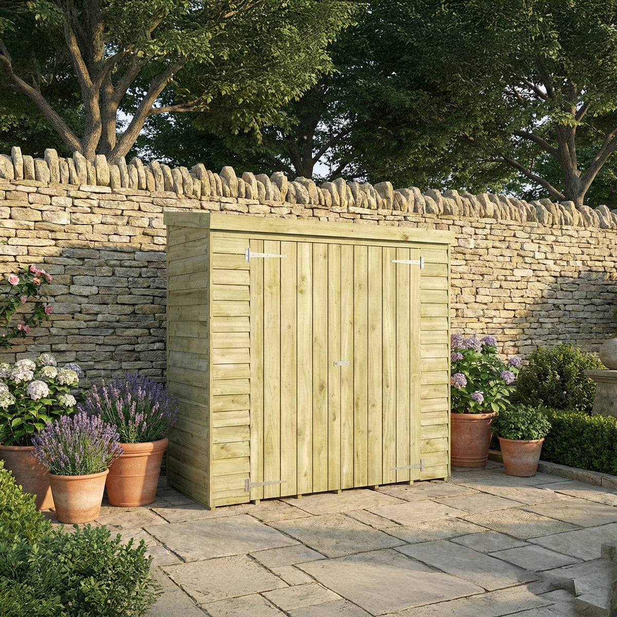 Mercia Overlap Pent Storage in garden setting
