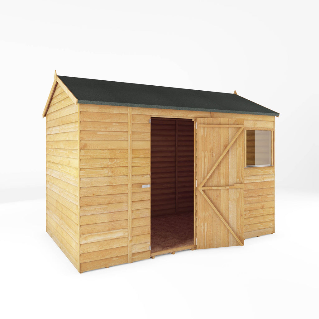 Mercia Overlap Reverse Apex shed door open