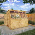 Mercia 8x6 Traditional Potting Shed side view with door open
