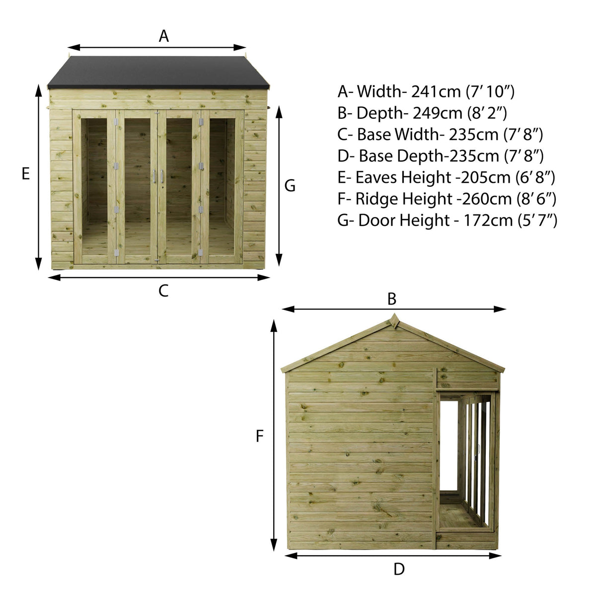 Mercia Vermont Summerhouse specification drawing