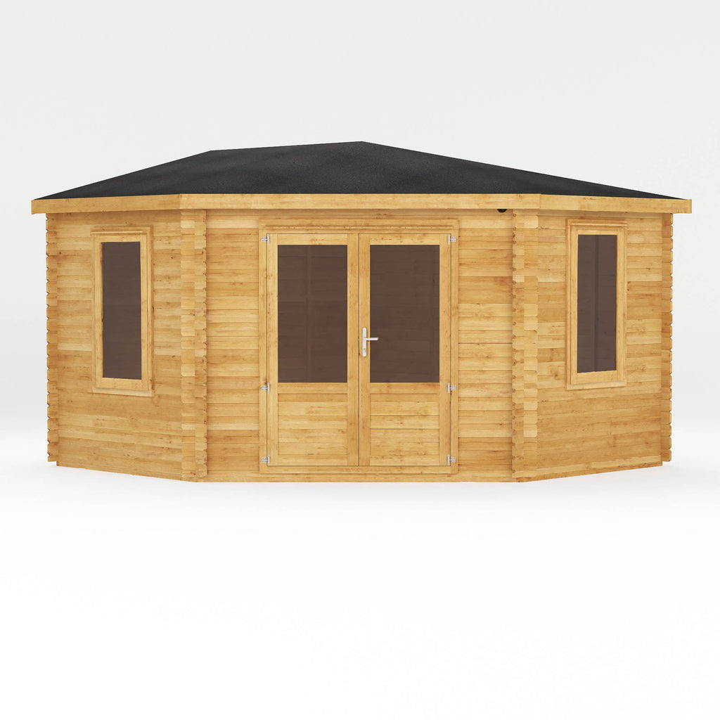 Mercia Corner Log Cabin front view