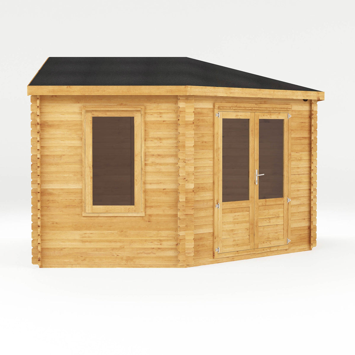 Mercia Corner Log Cabin side view