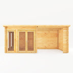 Mercia Studio Pent Log Cabin With Patio Area front view