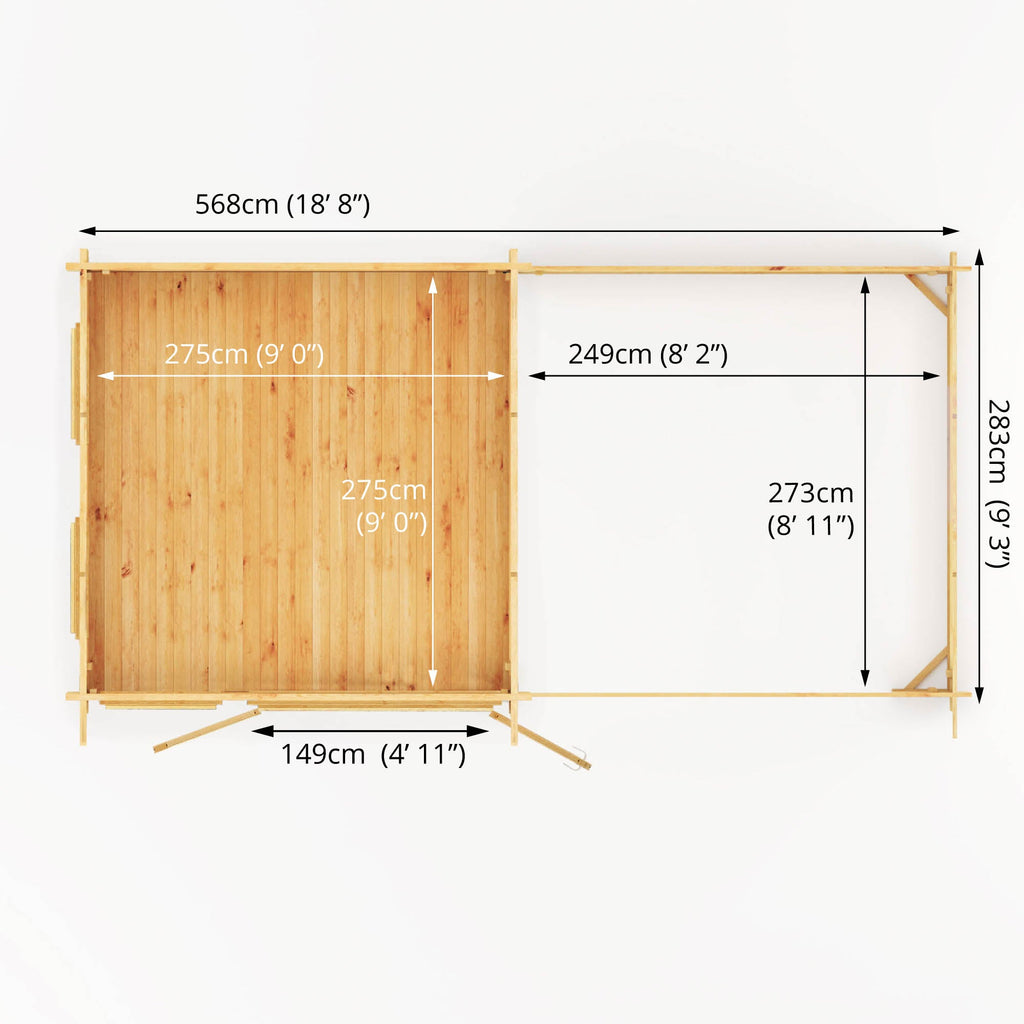 Mercia Studio Pent Log Cabin With Patio Area floor plan