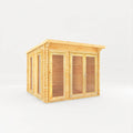 Mercia Studio Pent Log Cabin 28mm doors closed front view