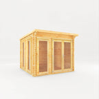 Mercia Studio Pent Log Cabin 28mm doors closed front view
