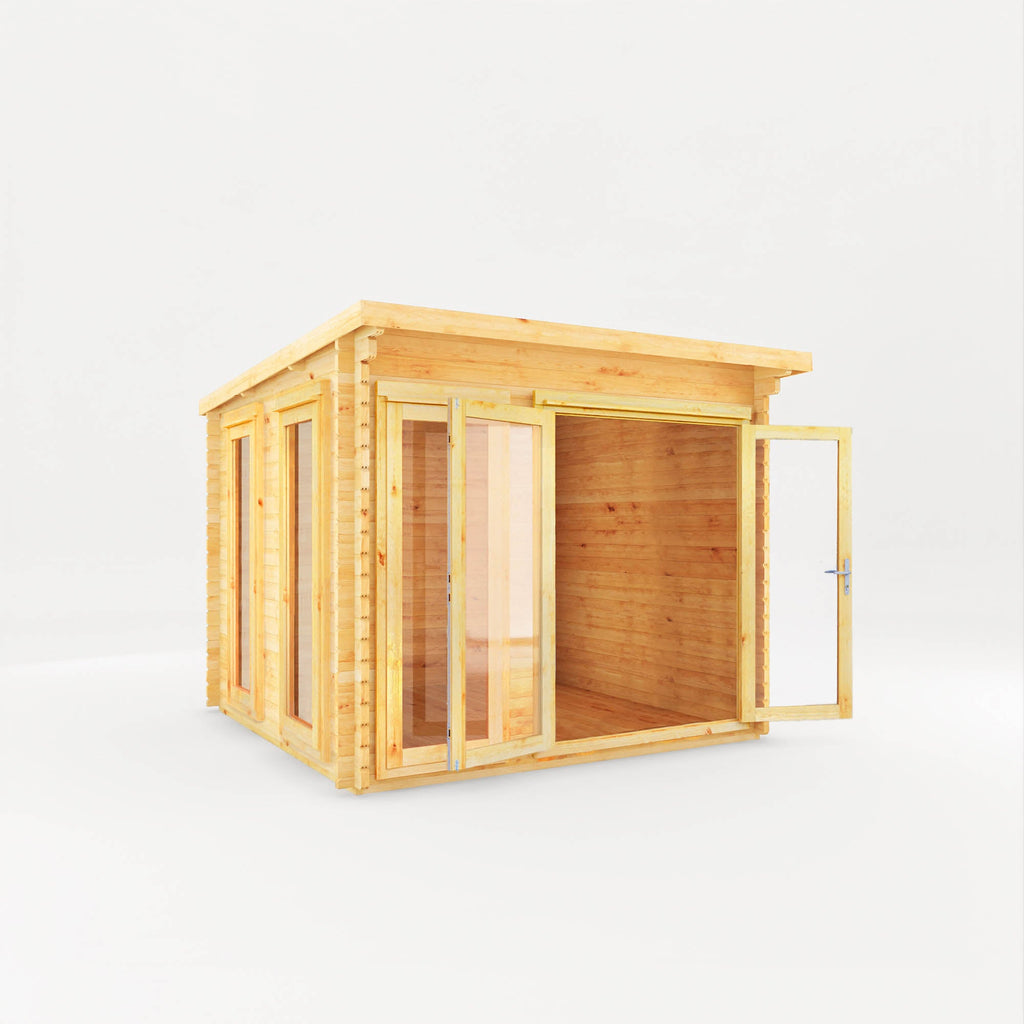 Mercia Studio Pent Log Cabin with doors open